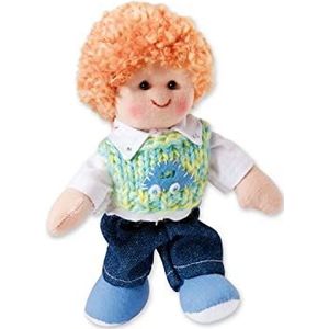Heless 101 - stoffen pop jongen Felix met jeans, gestreept shirt en halsdoek, ca. 15 cm grote zachte pop om te knuffelen, te spelen en van te houden