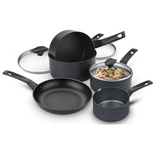 Prestige 9 x hardere potten en pannen set van 5 - anti-aanbaklaag inductie kookplaat pan set met krasbestendige anti-stick, koel blijven gemakkelijk grip handgrepen, oven en vaatwasser bestendig