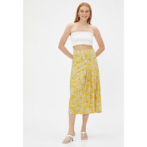 Koton Dames Viscose Floral Midi Rok, Mosterd Design (1d9), 34