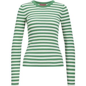 Jxjodi Tight Stripe Crew Neck Knit, Medium Green/Stripes:/Cloud Dancer, XL