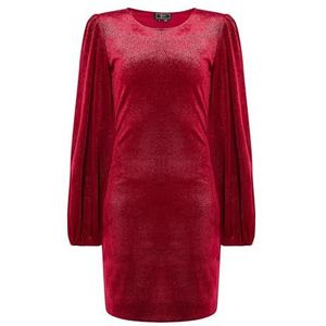 caissa Mini-jurk met lange mouwen voor dames, wijnrood, XL