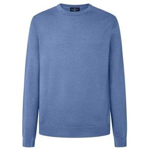 Hackett London Heren GMD Merino Silk Crew Pullover Sweater, Chambray, M
