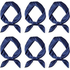 Glamorstar Satijnen hals sjaal 6 packs vierkante zakdoek voor vrouwen, 6 Pakketten - Navy, Eén maat