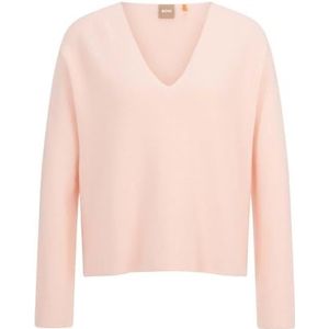 BOSS Dames C Ferona naadloze trui van katoen en kasjmier met V-hals, Bright pink676, XXL