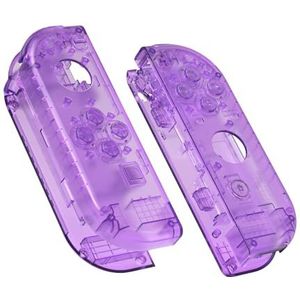 eXtremeRate Joycon Cover Case Shell voor Nintendo Switch Joycon/OLED Joycon Controller,DIY Vervanging Hoesje Knoppen Kit (Geen Joycon)-Transparante Paars