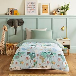 Night Lark Junior - Dekbedovertrek zonder overtrek - 10,5 TOG - Eenpersoons - Kindercollectie - Luxe beddengoed - Hypoallergeen - Machine Wasbaar - Animal Atlas