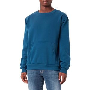Bondry Gebreid sweatshirt voor heren met ronde hals polyester donker turkoois maat M, donker-turquoise, M