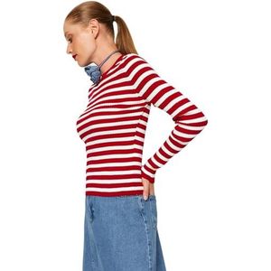 Trendyol FeMan Slim fit Basic Crew Neck Knitwear Trui, Donkerrood, L, Donkerrood, L