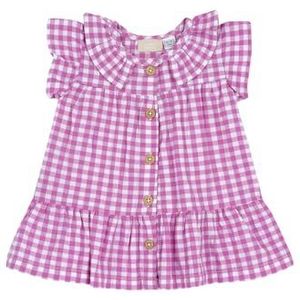 Chicco Jurk van katoen met korte mouwen, Donker Roze, 3 Maanden