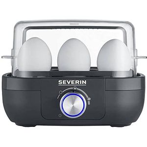 SEVERIN Eierkoker voor 6 eieren met elektronische kooktijdbewaking, incl. maatbeker met eiersteker, eierkoker voor ideale hardheid, zwart, 420 W, EK 3166