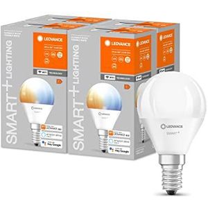 LEDVANCE Slimme LED-lamp met WiFi-technologie, E14-basis, dimbaar, lichtkleur instelbaar (2700-6500K), vervangt gloeilampen van 40 W, SMART+ WiFi Mini Gloeilamp Tunable Wit, 4-pak