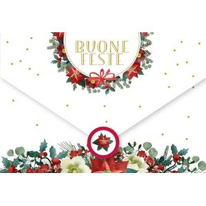 LINA OFFICINE GRAFICHE CREATIVE Wenskaart Kerstmis Italiaans formaat 16 x 11 geldhouder kerstcadeau 96-909