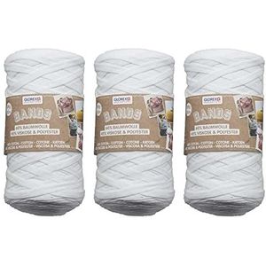 GLOREX 5 1005 50 - Set van 3 banden macramé van 60% katoen & 40% viscose, 250 g elk in wit, ca. 125 m superzacht textielgaren