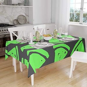 Bonamaison Tafelkleed, Anti-Mold, Sneldrogend, Waterdicht, 100% Polyester Tafellaken, Neon groene rook, 140 x 160 Cm - Ontworpen en Vervaardigd in Turkije