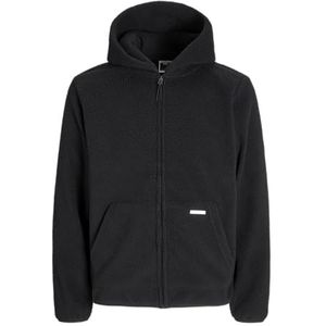 JACK & JONES Jcogrid Fleece Sweat Zip Hood, zwart, S