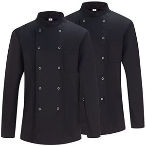MISEMIYA - 2-pack - koksjas voor heren - koksjas voor heren - Uniform Hoteleria - Ref. 682, Kokjas 682 - zwart, 3XL