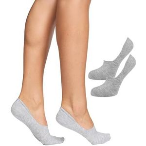 Nur Die Bamboesokken, set van 2 stuks, voor dames, nauwelijks zichtbaar, zacht, ademend, onzichtbaar, verschuift niet, lichtgrijs., 38