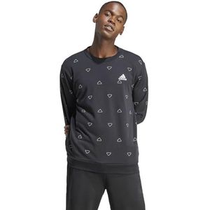 adidas Heren Seasonal Essentials Monogram Graphic Crew Sweatshirt, black, XL