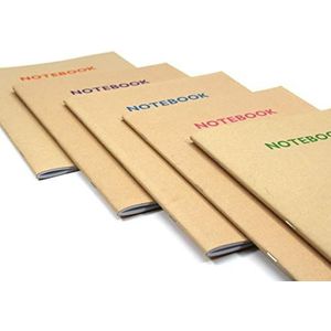 Silvine 80 pagina's A5 Kraft bedekte gerecyclede notebooks in 5 verschillende kleuren, gelijnd 8 mm Feint [Pack van 10]