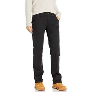 Dickies Women's Relaxed Straight Stretch Duck Double-Front Carpenter Pant, Rinsed Black, 6