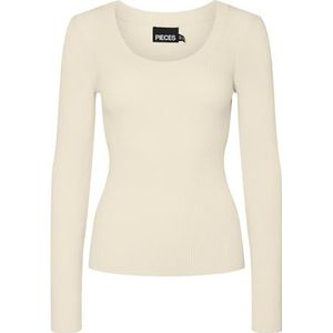 PIECES - Trui - Lichtbeige - Aansluitende Pasvorm - Lange Mouw