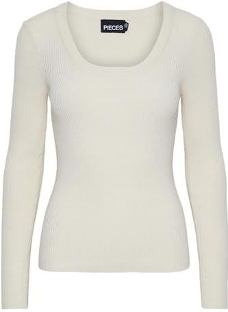 PIECES - Trui - Lichtbeige - Aansluitende Pasvorm - Lange Mouw