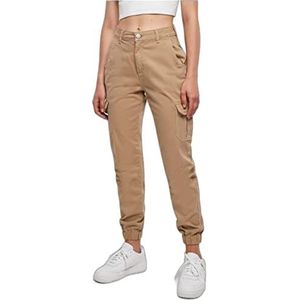 Urban Classics Cargobroek voor dames, hoge taille, cargo-broek met opgestikte zakken, verkrijgbaar in vele kleuren, maten 26-34, Unionbeige, 30