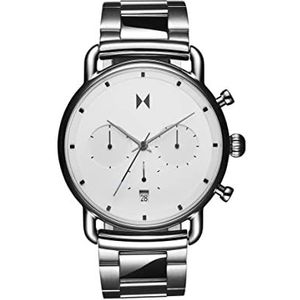 MVMT Heren analoog quartz horloge met roestvrij stalen band 28000267-D, Kleur: wit, armband