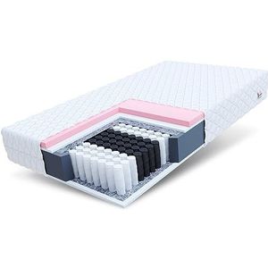 FDM Vero Max pocketveringmatras matras 7 zones thermoplastisch visco-schuim hardheid H2/H3 (middelzacht/middelhard) hoogte 25 cm dubbelzijdig afneembare overtrek wasbaar (90 x 200 cm)