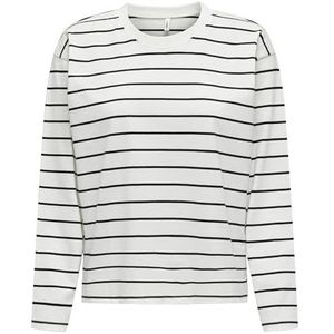 ONLY Dames Onllaura L/S Boxy Stripe Top JRS shirt met lange mouwen, Cloud Dancer/Stripes: zwart, S