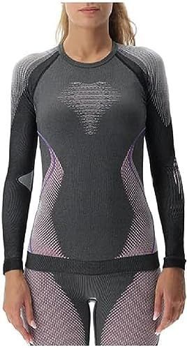 Ondershirt Uyn Women Evolutyon LS Melange Anthracite Melange Raspberry Purple 