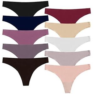 POKARLA Seamless Thongs for Women breathable Low Rise No Show Panties Invisible Underwear Pack of 10