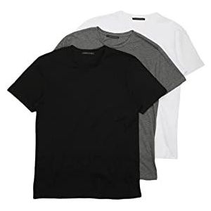 Trendyol Heren Multicolor Heren Basic Slim Fit 100% Katoen 3's Package Bike Collar Short T-shirt, Multi Color, S