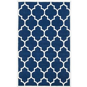 Safavieh CH733 Tapijt, geometrisch patroon, handgetuft wol, donkerblauw/ivoor, 91 x 152 cm