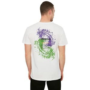 Trendyol Heren witte mannelijke reguliere pasvorm 100% katoen korte mouwen T-shirt T-shirt, wit, klein