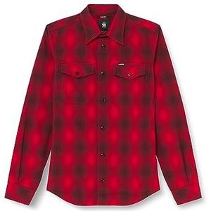 G-STAR RAW Heren Marine Slim Shirt Shirt, meerkleurig (Dk Flame Vanderbilt Check D20165-d412-g093), XXL