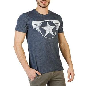 Marvel Captain America Cap Logo T-shirt voor heren, Hei marine, L