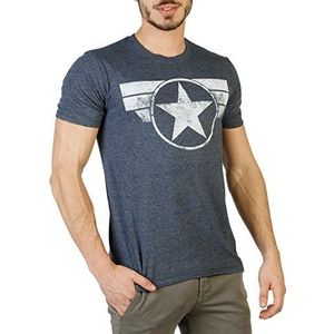 Marvel Captain America Cap Logo T-shirt voor heren, Hei marine, L