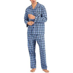 Hanes Heren lange mouwen effen geweven pyjama set pyjama set van 2, blauwgroen geruit, 4XL