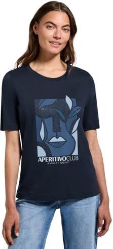 Cecil - Dames Shirt - Blauw - Met Print - Korte Mouwen