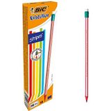 BIC potlood Evolution (Stripes 646 HB met gum, verschillende kleuren Doos à 12 Stuk