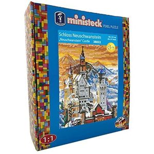 Ministeck 38832 - Mozaïek afbeelding kasteel Neuschwanstein, ca. 66 x 53 cm groot wasbord met ca. 9.800 kleurrijke steentjes, knijpplezier voor kinderen vanaf 8 jaar