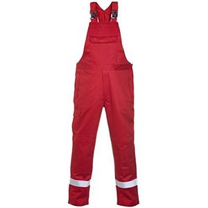 Hydrowear 043515RED Mal Bib and Brace Broek, 80% Katoen/19% Polyester/1% Antistatisch, 52 Maten, Rood