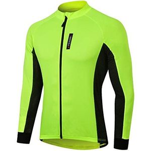 MEETWEE Fietsshirt voor heren, fietsshirt met korte mouwen, kleding voor mountainbikes, Groen-1-lang, M