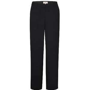 Cream Damesbroek met hoge taille, elastische tailleband, volledige lengte, brede legging, damesbroek, Zwart, 40