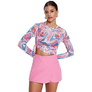 Trendyol Dames bedrukt Lange Mouwen Slank De Blouse, Multi Color, XS