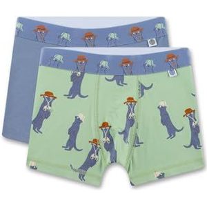 Sanetta Jongens Hipshorts (dubbelpak) groen & blauw | Hoogwaardige en duurzame onderbroek voor jongens van katoenmix. Inhoud: set van 2 ondergoed voor jongens, groen, 140