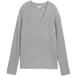 TOM TAILOR Dames 1047674 Pullover Sweater, 21373-Medium Zilvergrijs Melange, XL, 21373 - Medium Zilver Grijs Melange, XL