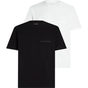 Karl Lagerfeld - Shirt - Zwart/Wit - 2 Pack - Ronde Hals - Logoprint