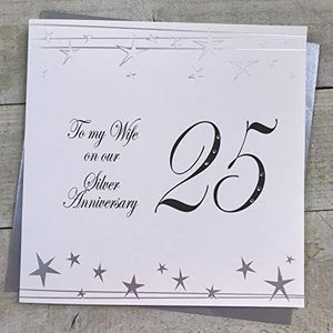 White Cotton Cards grote rij Big Twist""zilver, to My Wife On Our 25th Silver Anniversary 63,5 cm handgemaakte Anniversary kaart